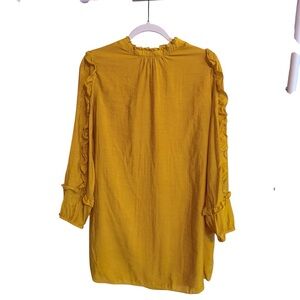 Yellow Ruffle Sleeve Ann Taylor Sheath Dress 12P